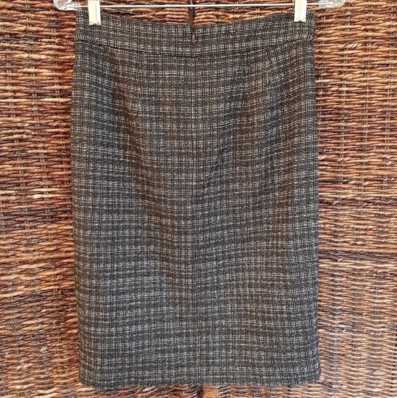 Trina Turk Small Wool Blend Tweed Knee Length Mini Pencil Skirt Black White - Picture 3 of 6
